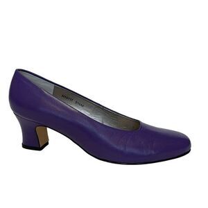 Vintage Ros Hommerson Leather purple slip on almond toe high heel pumps size 9.5